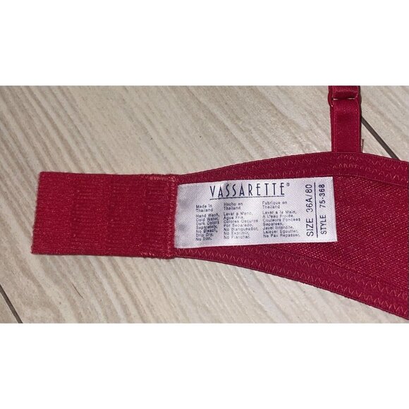 Vtg Vassarette 75-368 Satin Push Up Bra Lined Underwire Womens 36A Red New Nwt - Picture 6 of 6
